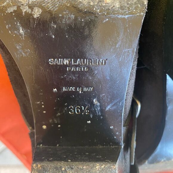 Saint Laurent‎ Black Suede Booties Low Heel 36.5 - Picture 12 of 14